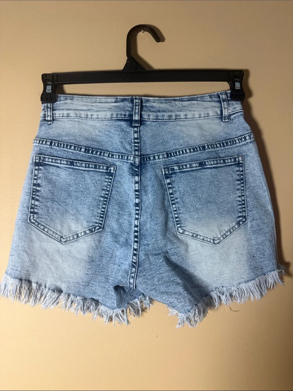 Light Wash Distressed Denim Shorts - Women